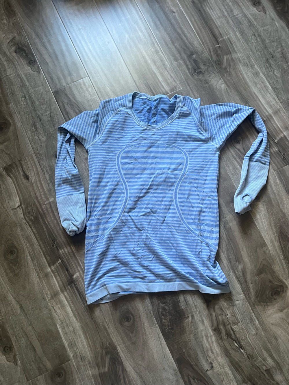 lululemon athletica Light Blue Striped Long Sleeve Top